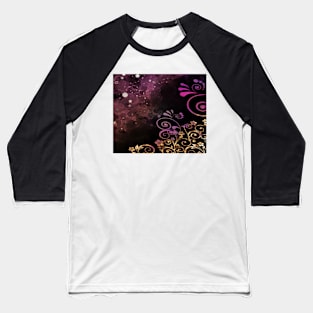 Abstract ink and gold flowers Baseball T-Shirt